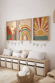 Wallity Conjunto de 3 Pinturas Decorativas Enmarcadas en Madera Maciza
